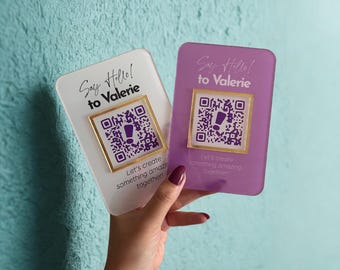 Anpassad akryl mini QR-kod företagsskylt: Sociala medier, betalning, recension