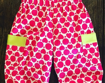 Hot pink polka dots girls gaucho pants