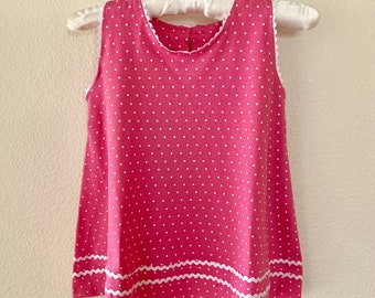 Hot pink polka dots A line girls dress, 3T