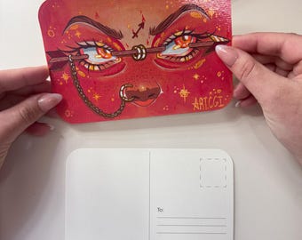 Sagittario come Occhi/Cartolina dipinta a mano - Arte da collezione