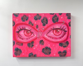 Glamorous Bandit - Original Hand Painted Artwork on Wood PanelModern Pop Surreal Painting |6x8