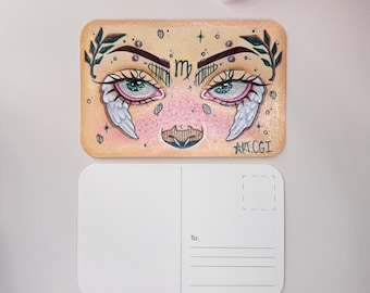 Vergine come occhi/Cartolina dipinta a mano - Arte da collezione