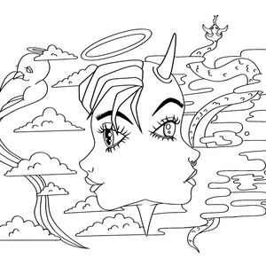 Devil And Angel Coloring Page
