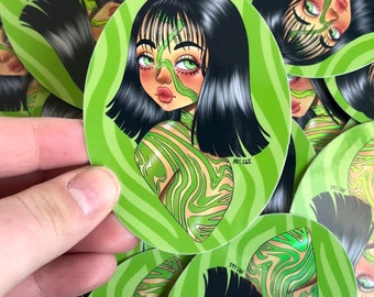 Wavy Babe / Adesivo in vinile con grafica alogena