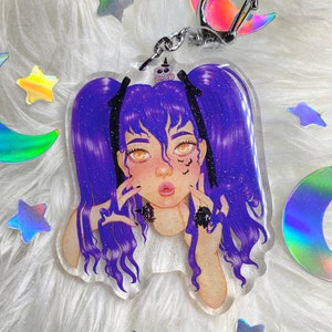 Witchy Spider Girl | Acrylic Glitter Keychain