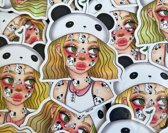 Adesivo impermeabile Wavy Panda Babe/Vinile/Halo-Graphic