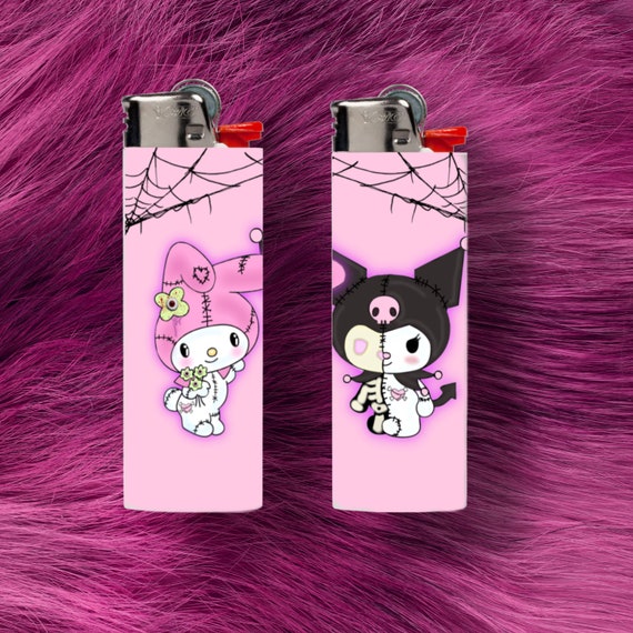 kuromi cigarette case with lighter Cute Cartoon Hello Kitty Usb Tungsten Ignition Transparent Cigarette Box Kuromi & My Melody Lighter