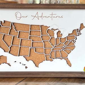 Push Pin US Travel Map | Adventure Travel Map Sign | Places We’ve Been USA Map Gift | Our Travels Map | Adventure Awaits Map