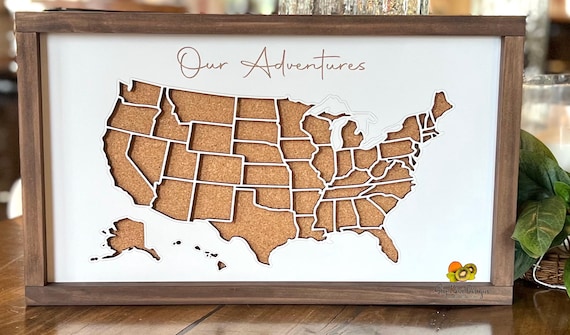 Push Pin US Travel Map | Adventure Travel Map Sign | Places We’ve Been USA Map Gift | Our Travels Map | Adventure Awaits Map