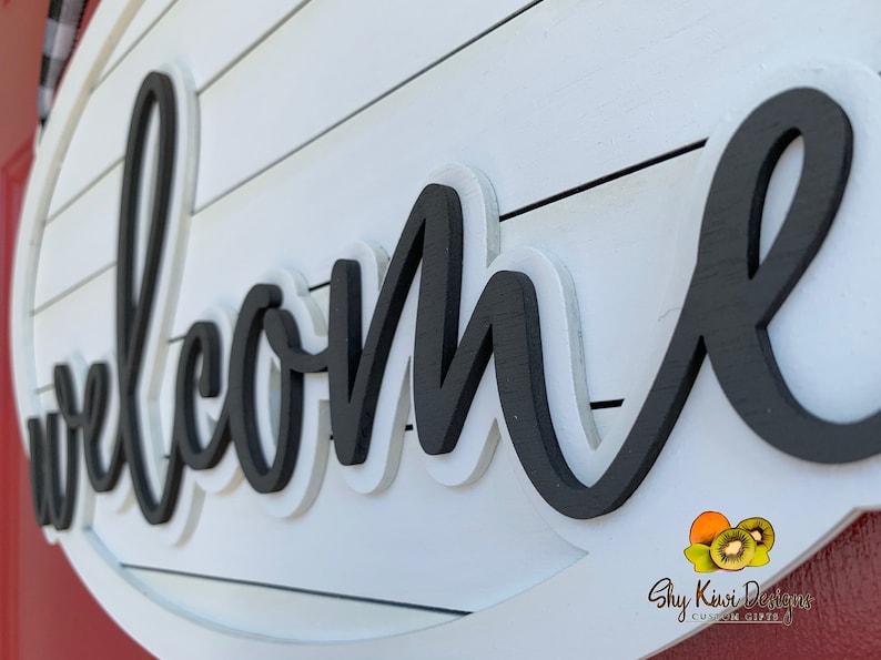 Shiplap Oval Welcome Sign / Farmhouse Decor / Welcome Wreath / - Etsy