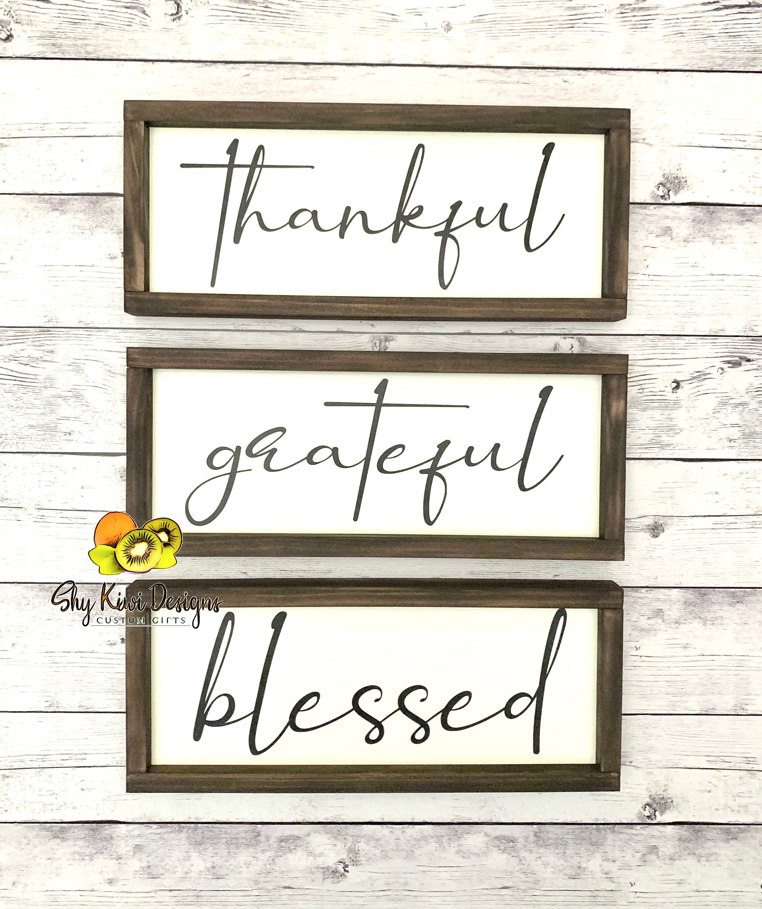 Thankful Grateful Blessed Set of 3 Farmhouse Signs