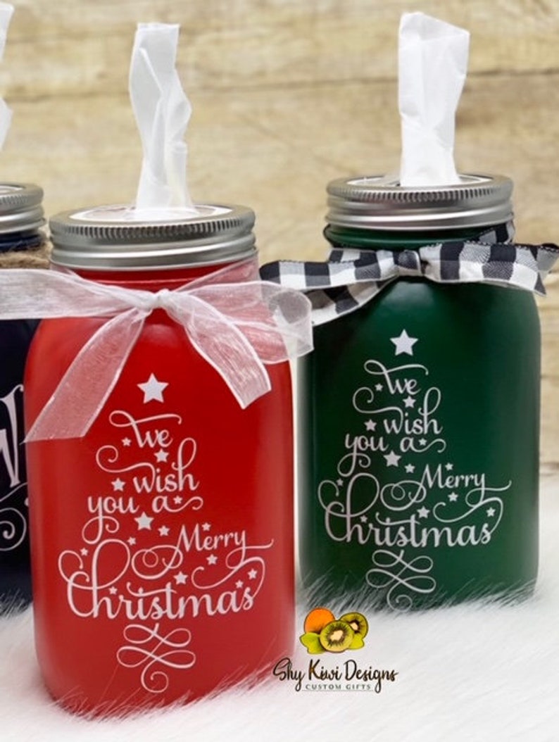 Christmas Mason Jar Tissue Holders Etsy