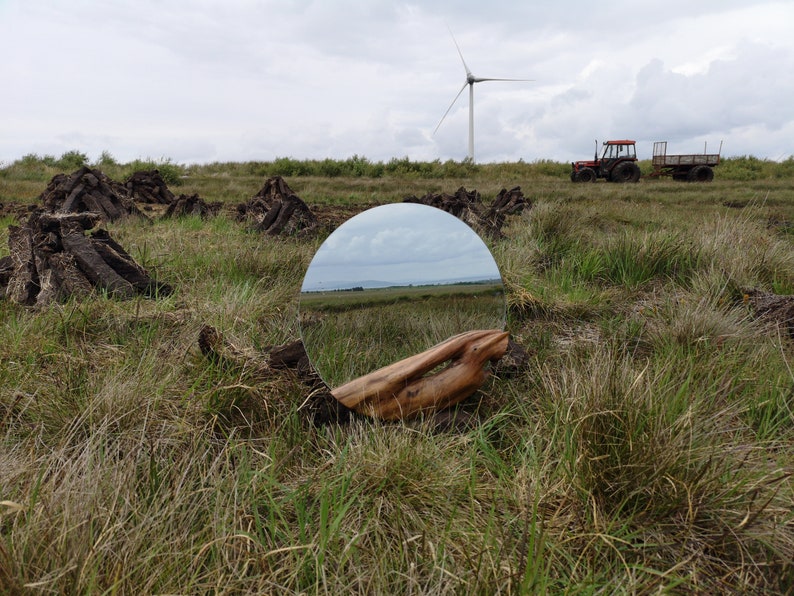 Live Edge Irish Bog Yew Mirror Round Handcrafted In Live Edge Irish Bog Yew Mirror Round