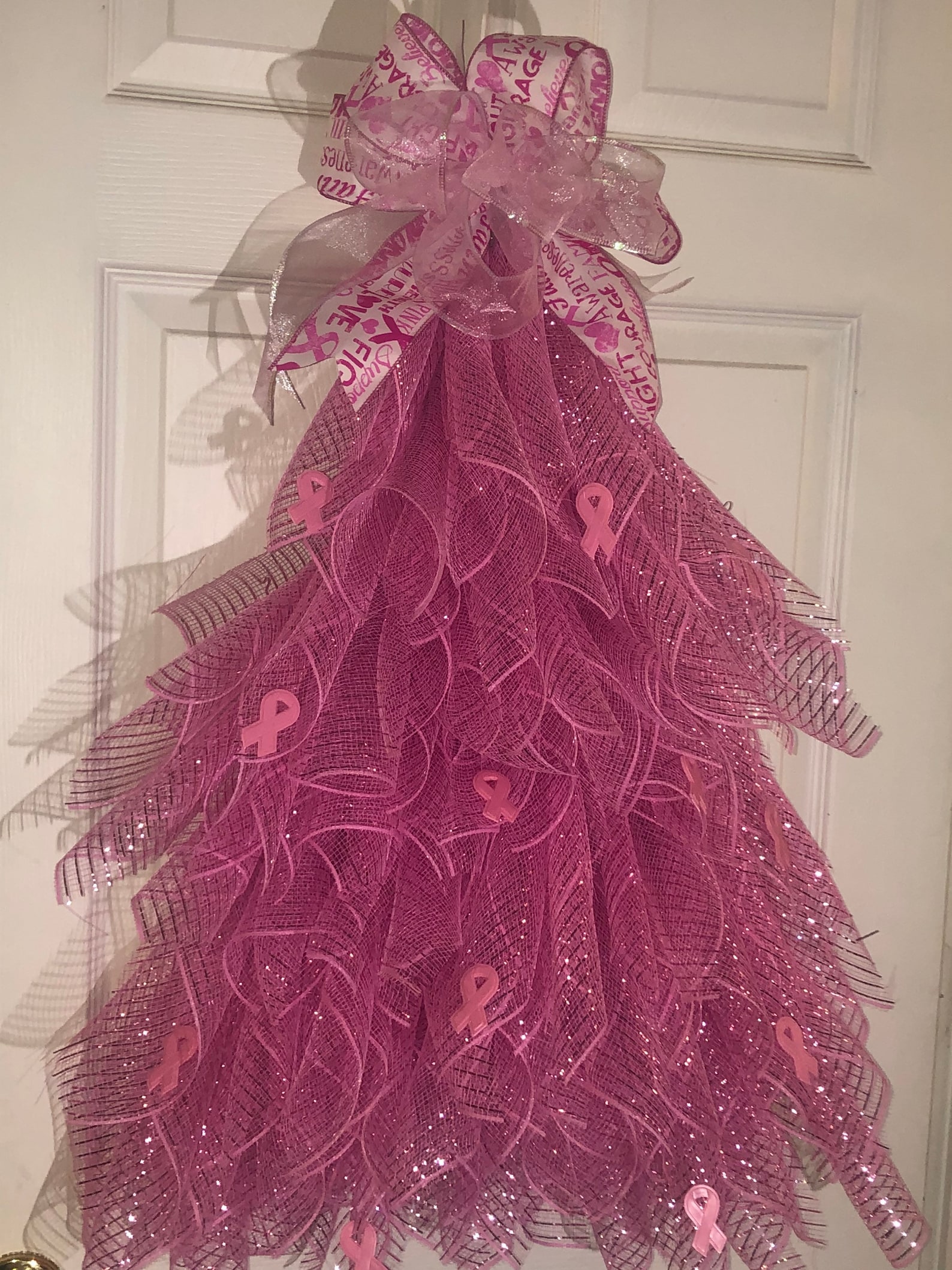 Breast Cancer Awareness Christmas Tree Shaped Wreath - Etsy