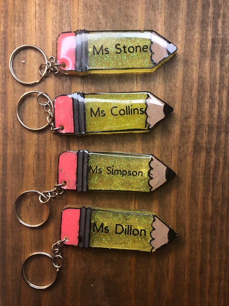Pencil Shaped Keychain Etsy