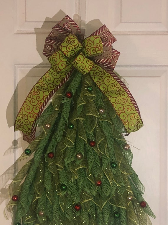 Christmas Tree Shaped Wreath Christmas Tree Shaped Door Etsy