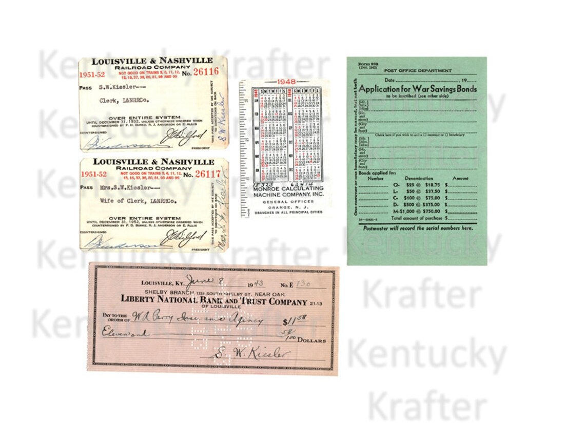 Printable Digital Vintage Forms, Railroad Cards and Papers, Cancelled