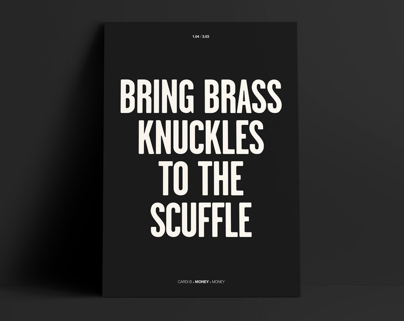 Cardi B x Money Print Alternative Minimalist Music Lyrics Poster A4 A3 Sized Wall Decor Art