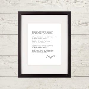 Sommer, Highland Falls Song (Billy Joel) Hand eingegeben Texte auf 1935 Royal Antique Schreibmaschine, gerahmt, Drehkreuze