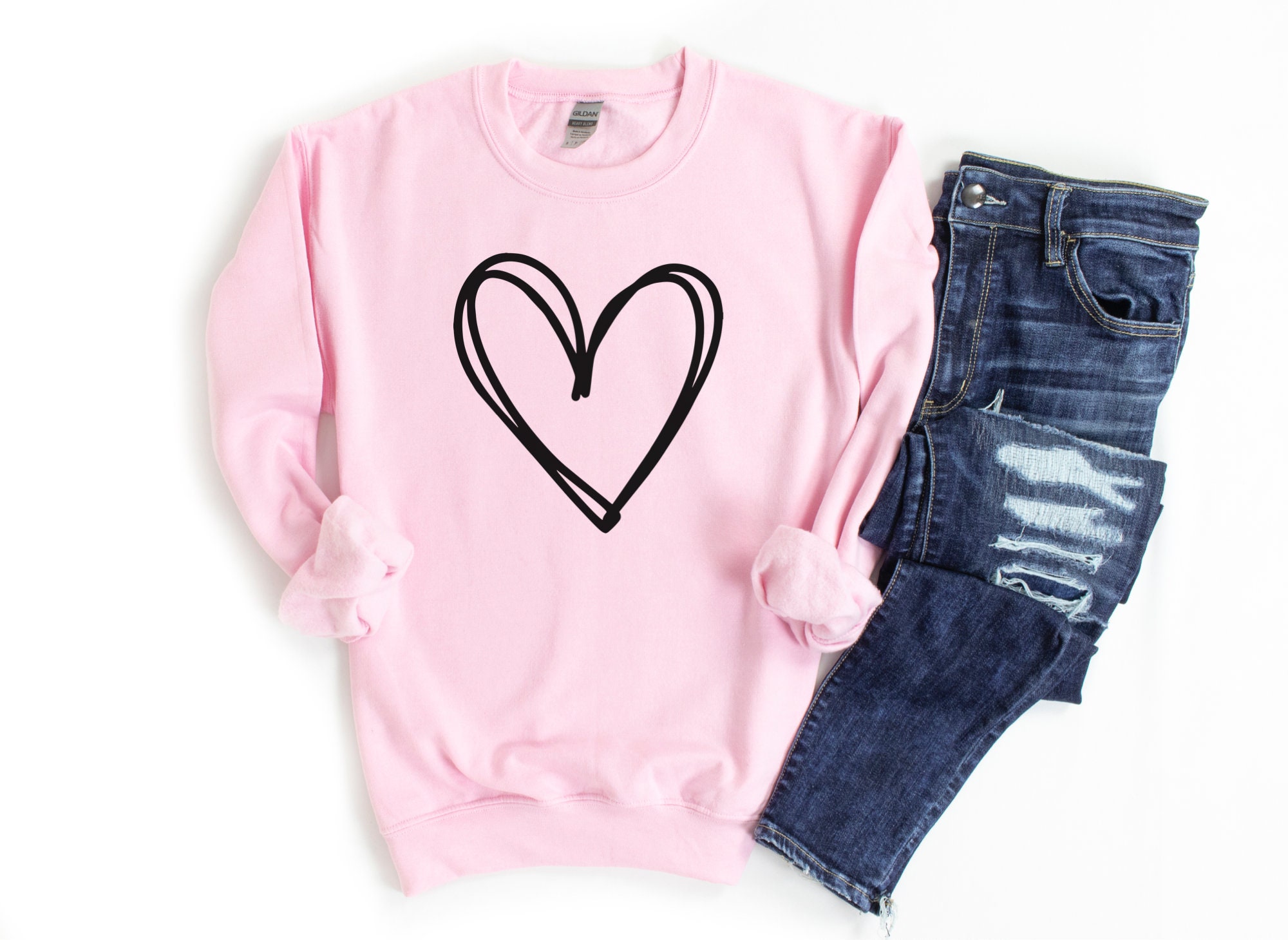 Heart Sweatshirt Heart Sweatshirt For Women Love Sweatshirt Etsy