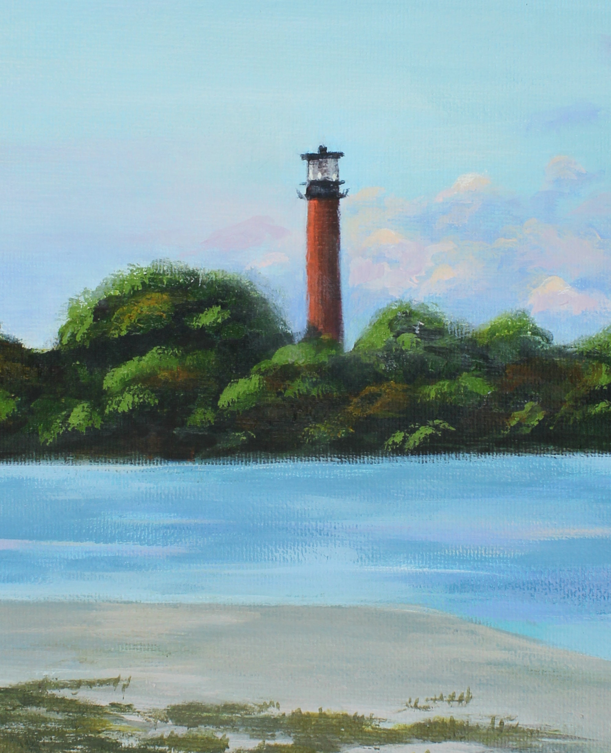 Original Plein Air Painting of Jupiter Lighthouse at Sunset Etsy