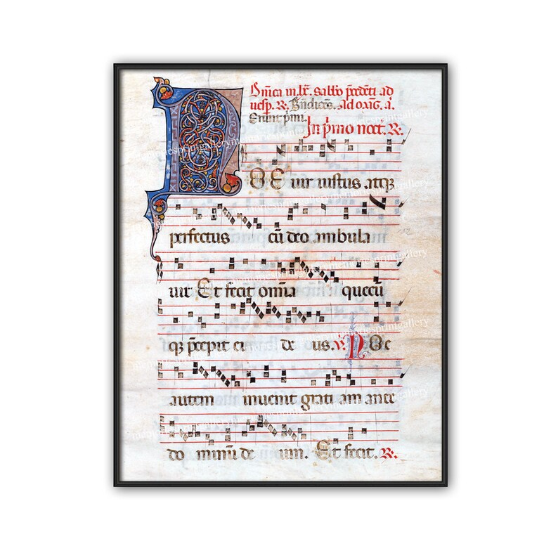 Music Printable Manuscript Page Print Handwriting Illumination Etsy