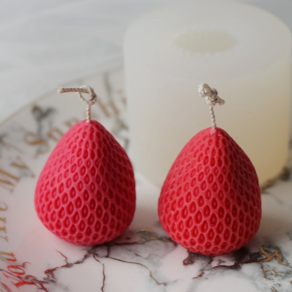 Matériau silicone fraise moule-3D fraise aromathérapie plâtre moule-bougie faite à la main moule savon