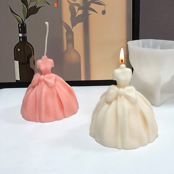 Bow wedding candle mold, bow princess dress candle mold, handmade soap mold, DIY scented candles, food grade silicone mold, wedding gifts
