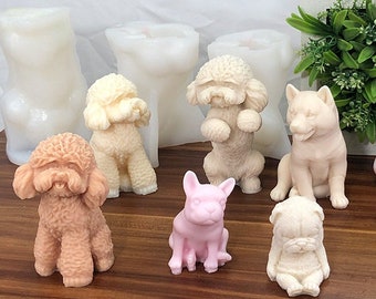 Stampo per candela per cani 3D, Shiba Inu / Shapi / Teddy / Fado Mold, Stampo per cani, Aromaterapia di candela fai-da-te, Intonaco di diffusione, Stampo per sapone fatto a mano, Stampo in silicone