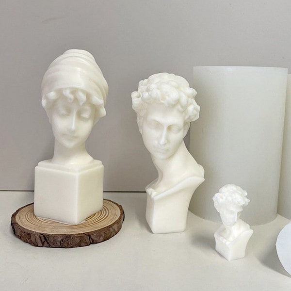 David/Greek maiden sculpture resin mold, David candle mold, maiden candle ornament, portrait plaster mold, handmade aroma candle, home decor
