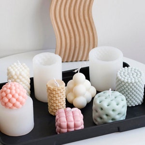3D Heart-Shaped Cube Candle Mold, Food Grade Silicone Bubble Candle Mold  for Cra