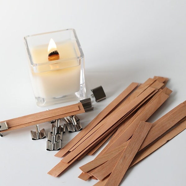 Wood chip candle wicks, candle making tools, scented candle, DIY smokeless log wicks, decorative wax wicks, glass candle wicks, natural wood