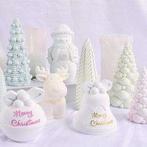 Moule 3D pour bougies de sapin de Noël, moule de sapin de Noël à bulles, moule de bougie de cerf, moule en silicone de sapin de Noël, moule de savon fait main, décoration d'intérieur