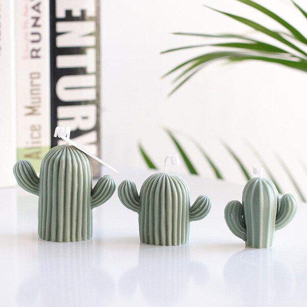 Cactus tridimensionnel Silicone Matériau Aromathérapie Bougie faite à la main Moule-Bougie faite à la main-Simulation Pot Plante-Plante Forme Bougie Moule