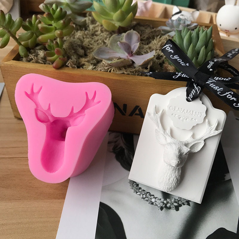 Deer with Antlers Silicone Freshie Mold - Silicone Mold - Car Freshie Mold  - Resin Mold - Candle Mold - Soap Mold - Aroma Bead Mold