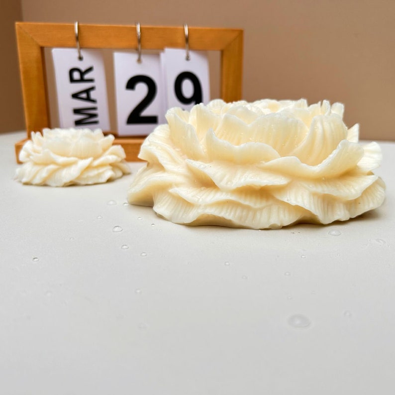 Stampo per candele di peonia da 15 cm, stampo di fiori di peonia di simulazione, materiale in silicone, candela per aromaterapia, stampo per sapone fatto a mano, strumenti di cottura, decorazioni per la casa immagine 7