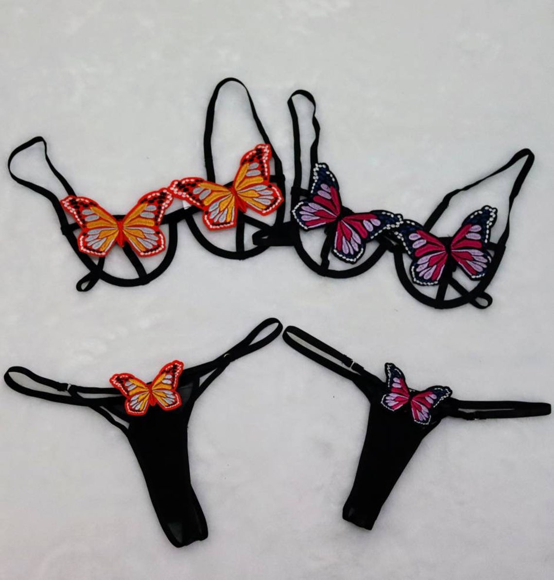 Butterfly Bra Set Exotic Lingerie Exotic Dancewear Stripper Etsy