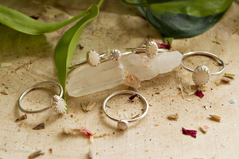 Crescent City inspired white opal collection Ethiopian white opal /& sterling silver handmade ring crescent city