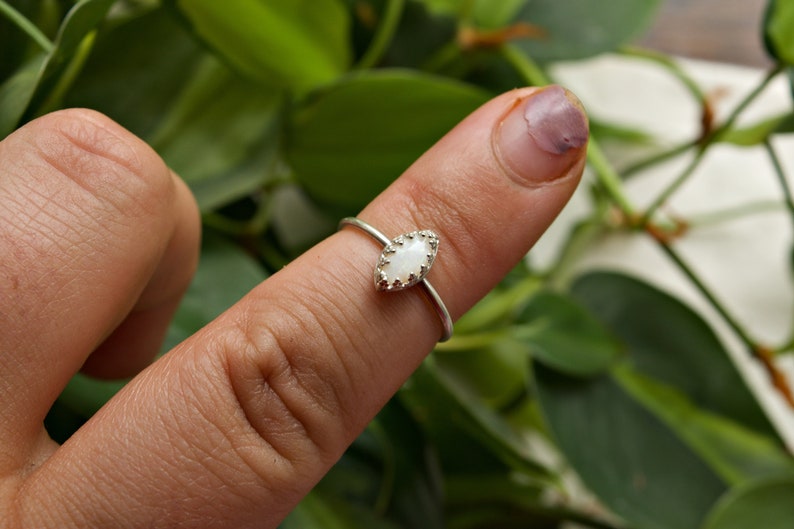 Crescent City inspired white opal collection Ethiopian white opal /& sterling silver handmade ring crescent city