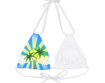 Sunny Day - Strappy Triangle Bikini Top (AOP) Fun And Easy Health Brand