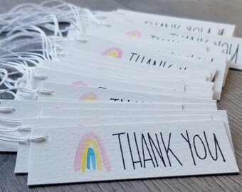 Adorable Watercolor Rainbow Thank You Gift Tags, Hand Made Watercolour, Hand Painted Gift Tags, Gift Tags, Gift Wrapping, Party, 9 tags