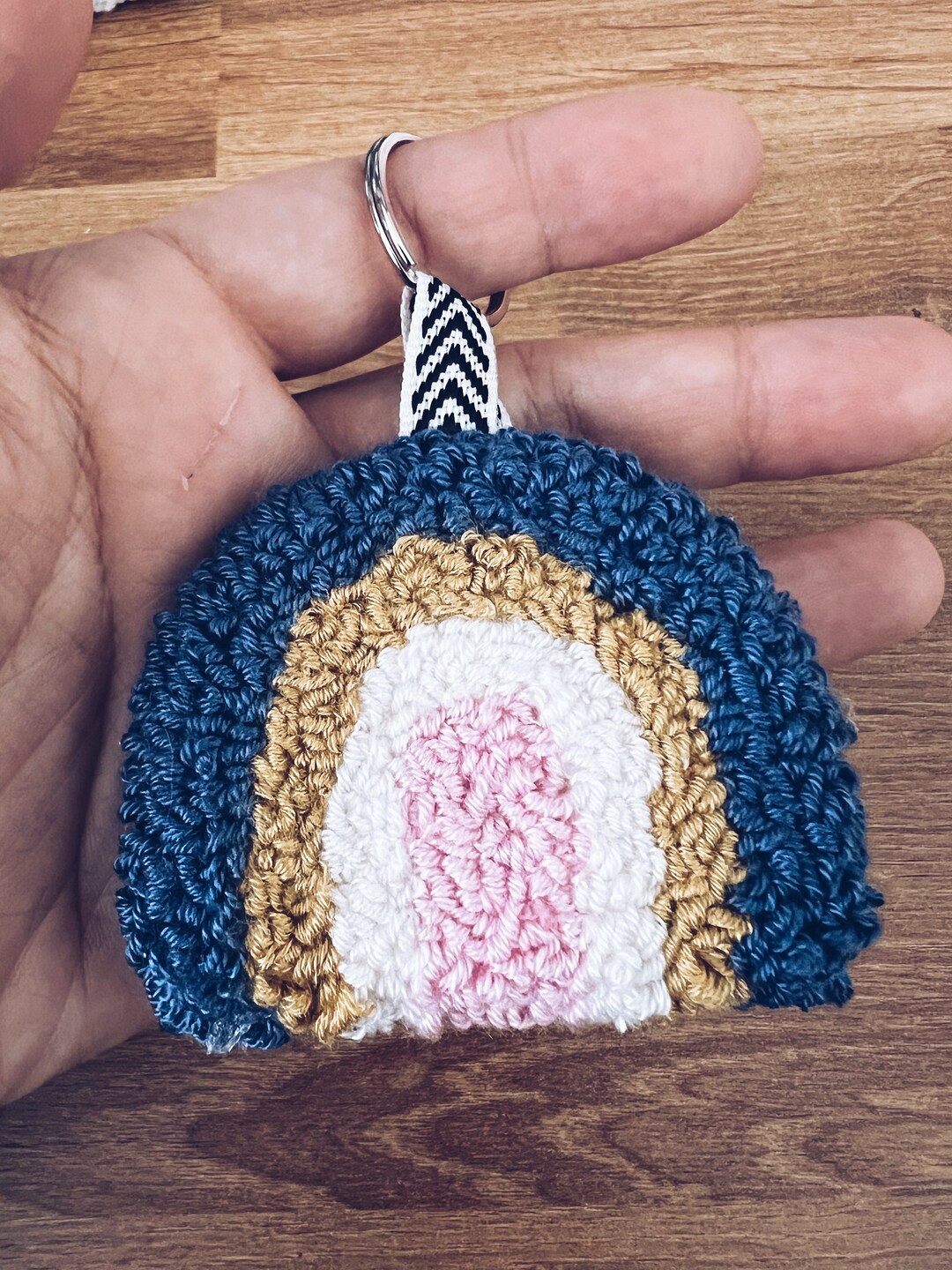 Keychains Punch Needle Handmade Neutral Keychains Rainbow Autumn Boho