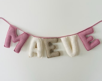 Personalized Crochet Name Banner - Customizable Name Garland - Nursery Decor - Gift - Yarn Name Banner