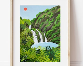 Upper Waikani Falls:  Wall Art, Art Print, Maui, Hawaii, Road to Hana, Three Bear Falls, Hawaiian Waterfall, Tropical Art, Travel Art