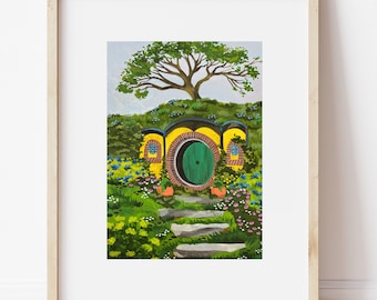 Bag End:  Wall Art, Art Print, Travel Art, The Shire, Hobbit Home, Hobit Hole, Fantasy Art