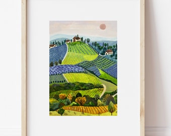 Tuscany Italy:  Wall Art, Art Print, Travel Art, Travel Illustration, Italy Illustration, Tuscany Illustration