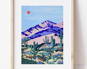 Desert Landscape Superbloom:  Wall Art, Art Print, Southwestern Art, Desert Art, Travel Art