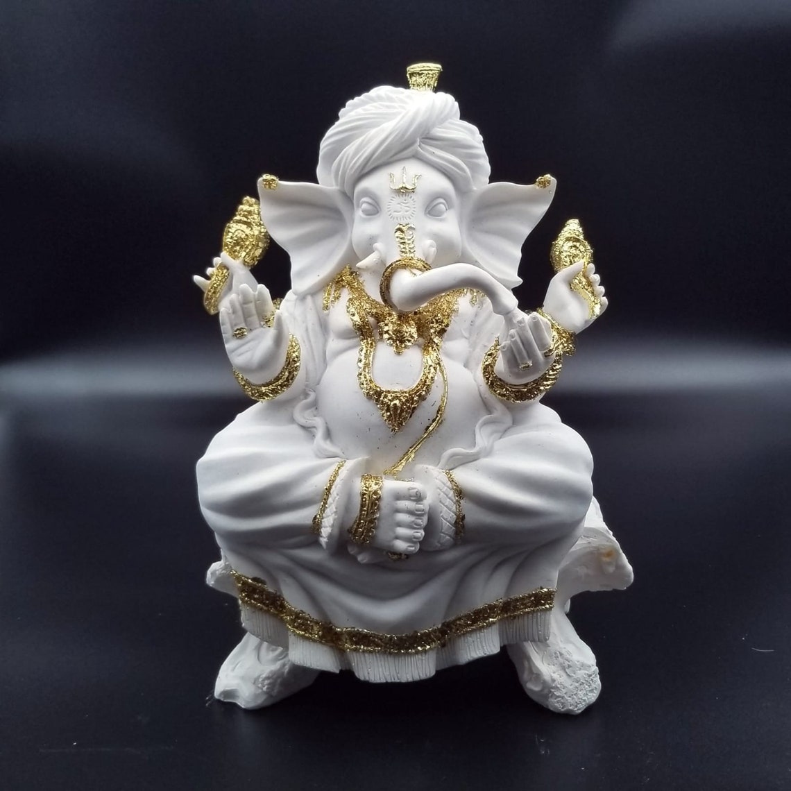 GANESHA WHITE Beautiful Statue Two Piece White stone Ganesha Etsy