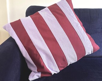 Lilac Burgundy Striped Cushion Cover 100% Cotton | Maximalist Trend Decor Cushion | Patchwork | Handmade in Bremen
