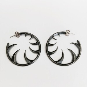 Black Spiky Hoop Earrings, Gothic Large Hoops Earrings